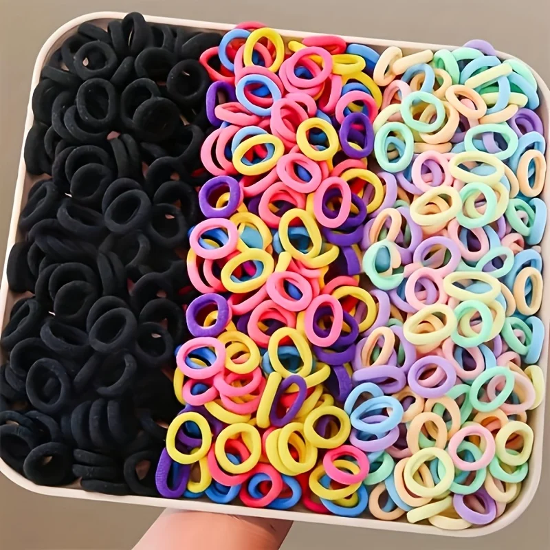 300pcs Colorful Basic Hair Ties and Curlers, including Ponytail Clips and Patience Rubber Bands for Everyday Use