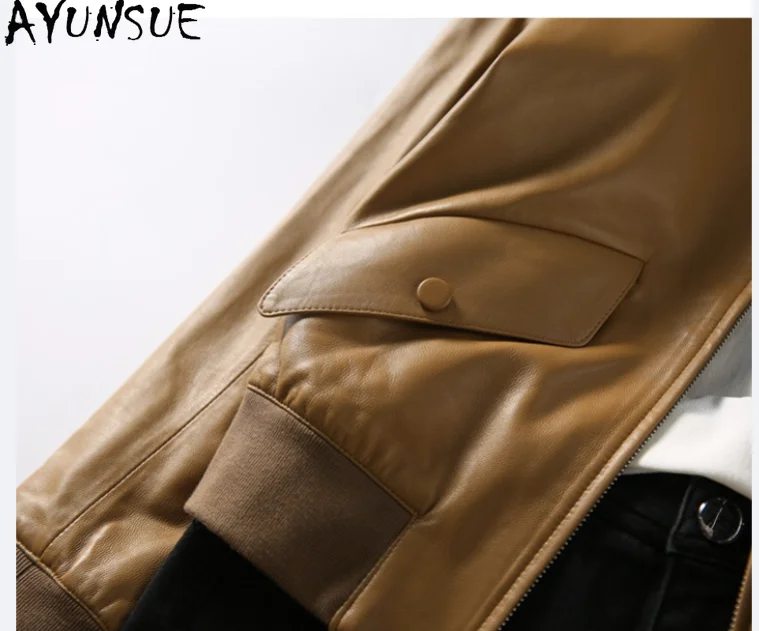 Ayunaue jaqueta de couro genuíno roupas femininas primavera outono casacos de pele carneiro novo em outerwears mulher 2025 jaqueta de couro