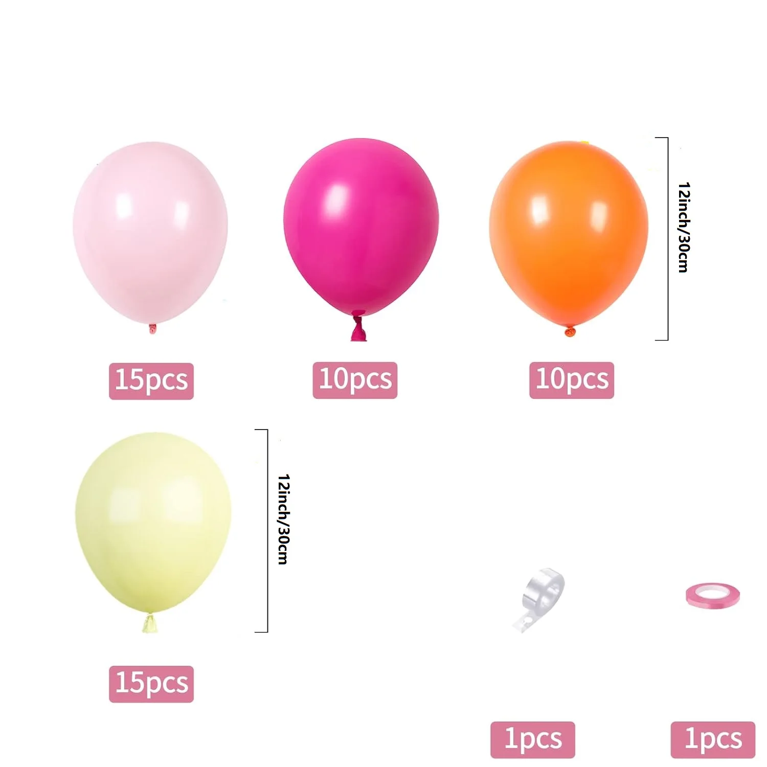 52 pz rosa giallo arancione Kit arco palloncino decorazione di compleanno matrimonio Baby Shower fidanzamento forniture per feste fai da te