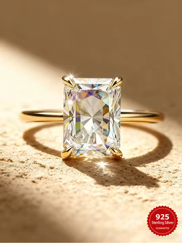 925 Sterling Silver Simplicity Zircon 8 * 12MM Rectangular Ring For Women Engagement Wedding Luxury High Quality Fine Jewelry