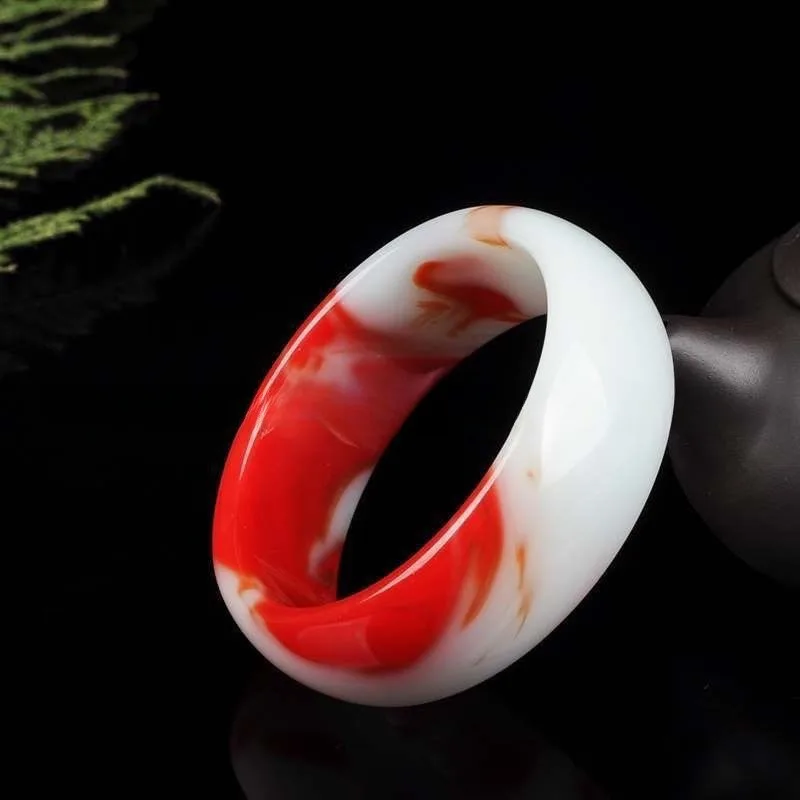 

Natural Chicken Blood Jade Colored Jade Bracelet, Temperament Ethnic Style Jewelry