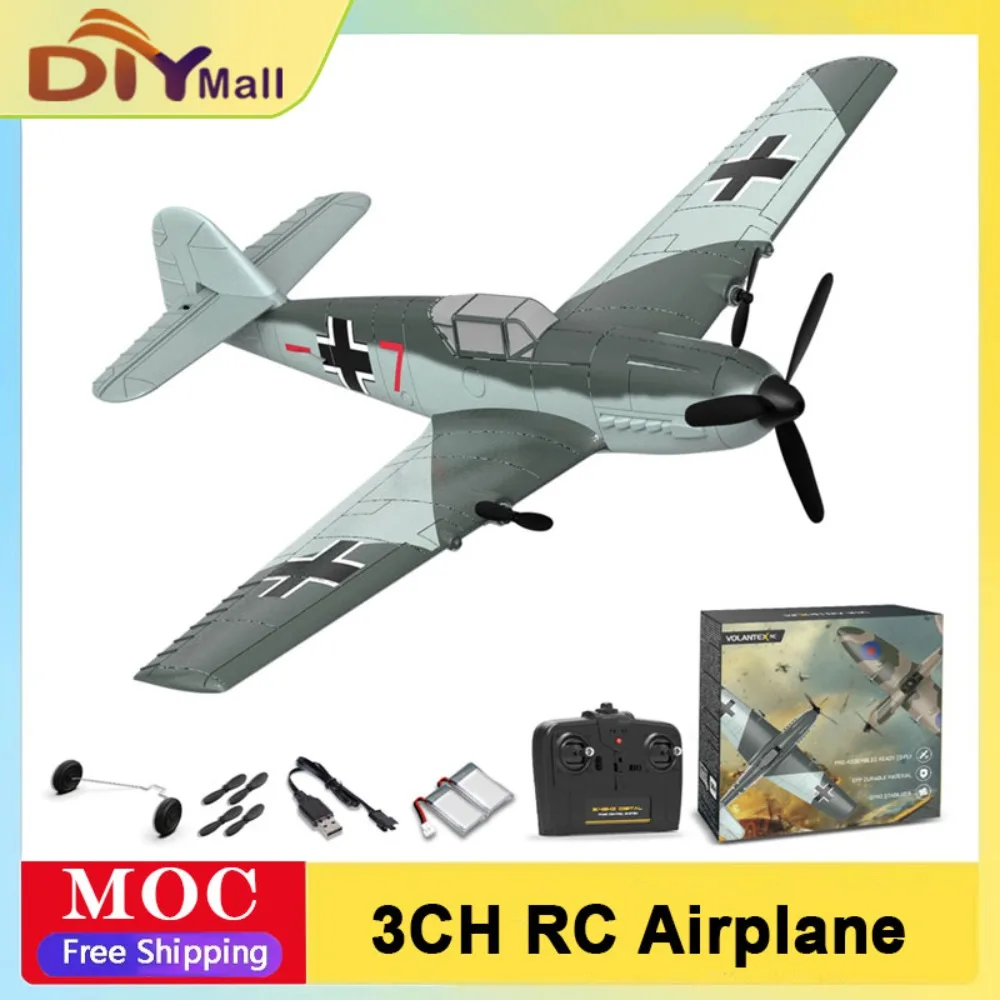

VOLANTEXRC BF109 3CH RC Plane 400mm Wingspan w/Gyro Stabilizer Low Batt Range Alarm RTF Warbird for Beginners Kids