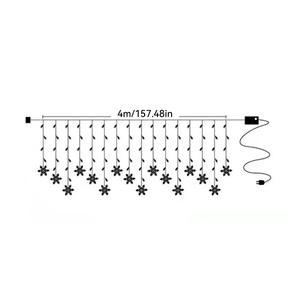 زينة عيد الميلاد 2024 ندفة الثلج نافذة الستار أكاليل Led جليد الجنية أضواء وامض 8 طرق الاتحاد الأوروبي التوصيل السنة الجديدة 2024