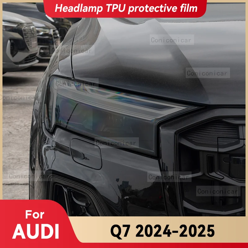 

Для AUDI Q7 2024 2025 автомобильная фара дымчато-черная защитная пленка из ТПУ, передняя фара, изменение цвета, наклейка, аксессуары
