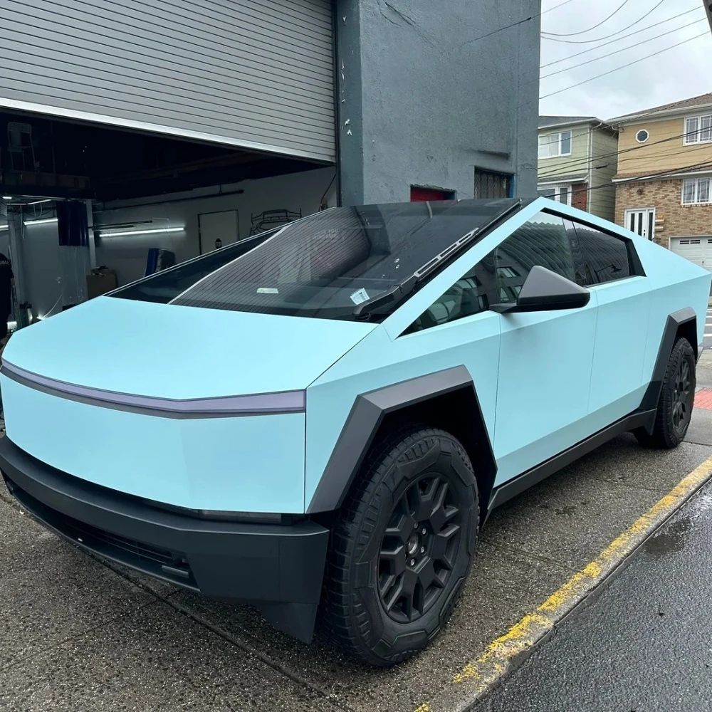 

DIY Matte Ice Crystal Blue For Tesla Cybertruck 2024-2026 Pre-cut PPF PET Paint Protection Film Color Changing Film Anti-Scratch