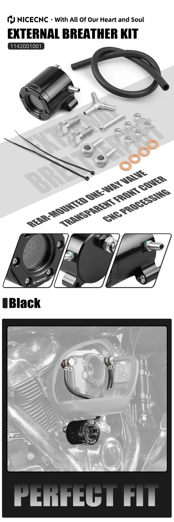 (EU-Lager) Für Harley Street Glide FLHX /Special Road King Road Glide 17-23 Externes Entlüftungs-Kit & Belüftete Getriebe-Abdeckung – Detail 1