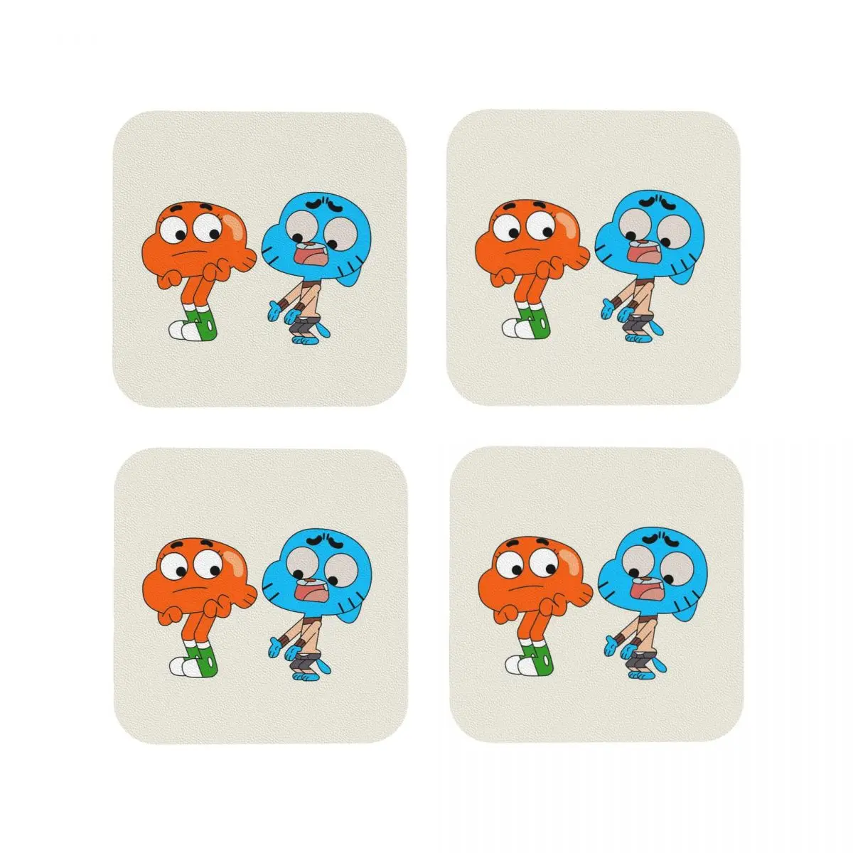 Gumball And Darwin,What The What Coasters Kitchen Placemats Insulation Cup Coffee Mats For Decor Home Tableware Pads Set of 4