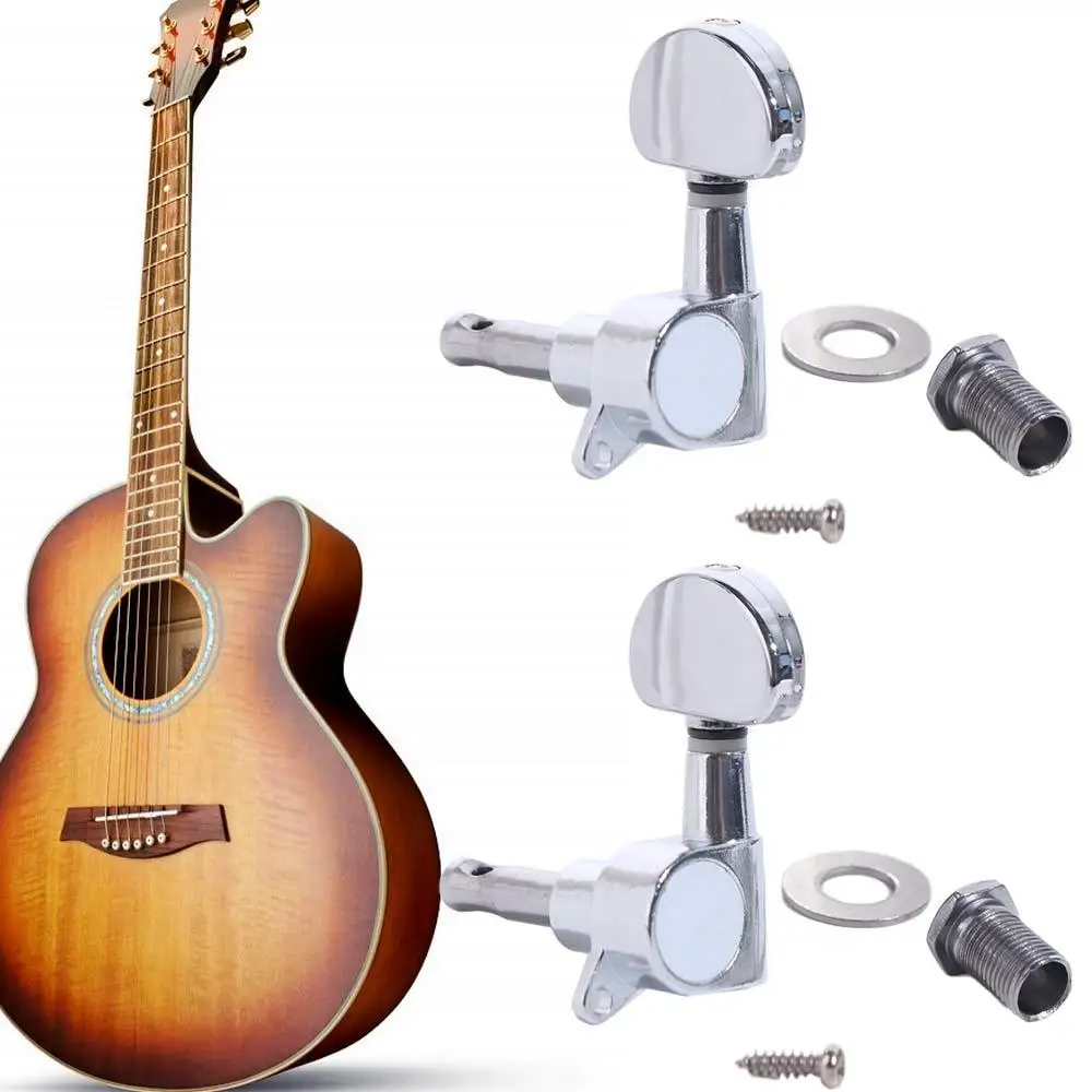 

6Pcs 3 Left/Right Machine Heads Guitar String Tuning Pegs with Ferrule/Threaded Bushing/Screw Acoustic Electric Guitar Tuners