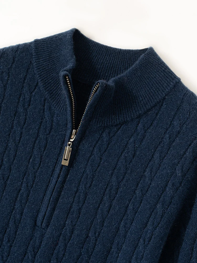 

Женский свитер на молнии с завязками, осенне-зимний, мягкий, теплый, с узором косичка, 100% кашемир, вязаный пуловер, повседневная одежда, топы