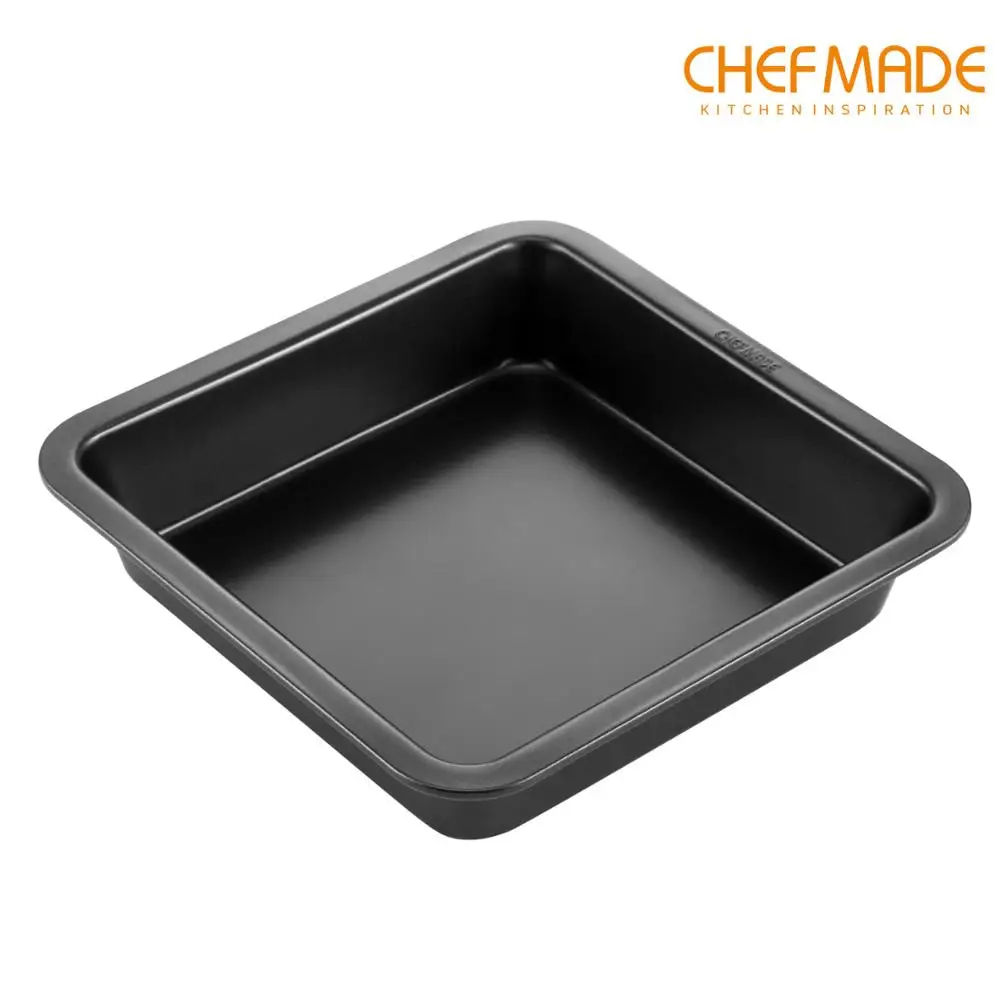 CHEFMADE Standard Cake Pan, 8-Inch Non-Stick Square Deep Dish Bakeware Approved for Oven Baking