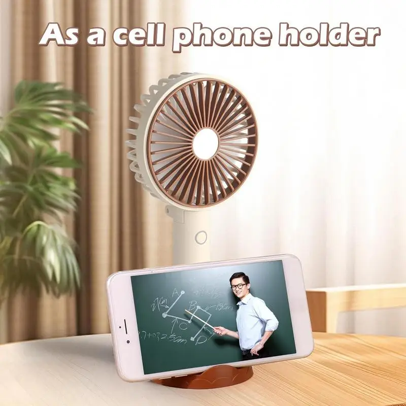 Foldable Handheld Fan Makeup Lash Fan 3 Gear Wind Quiet Small Pocket Fan With Base For Women Girls Beach