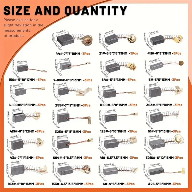 

ABZC-69Pcs Electric Motor Carbon Brushes For Power Tool Replacement Parts For The Maintenance Of Carbon Brush Motors
