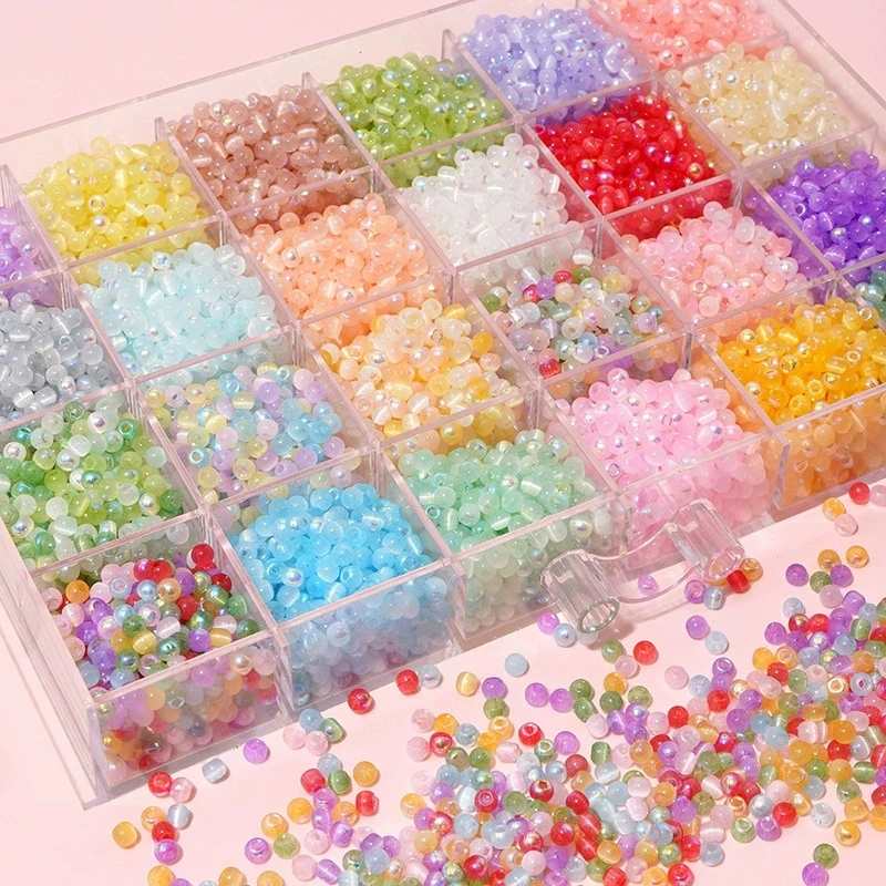 150Pcs 4mm High-Quality Cat Eye Seed Glass Multi-Color Rice Loose Spacer Beads For Jewelry Making DIY Bracelet ﻿Neck Accessories