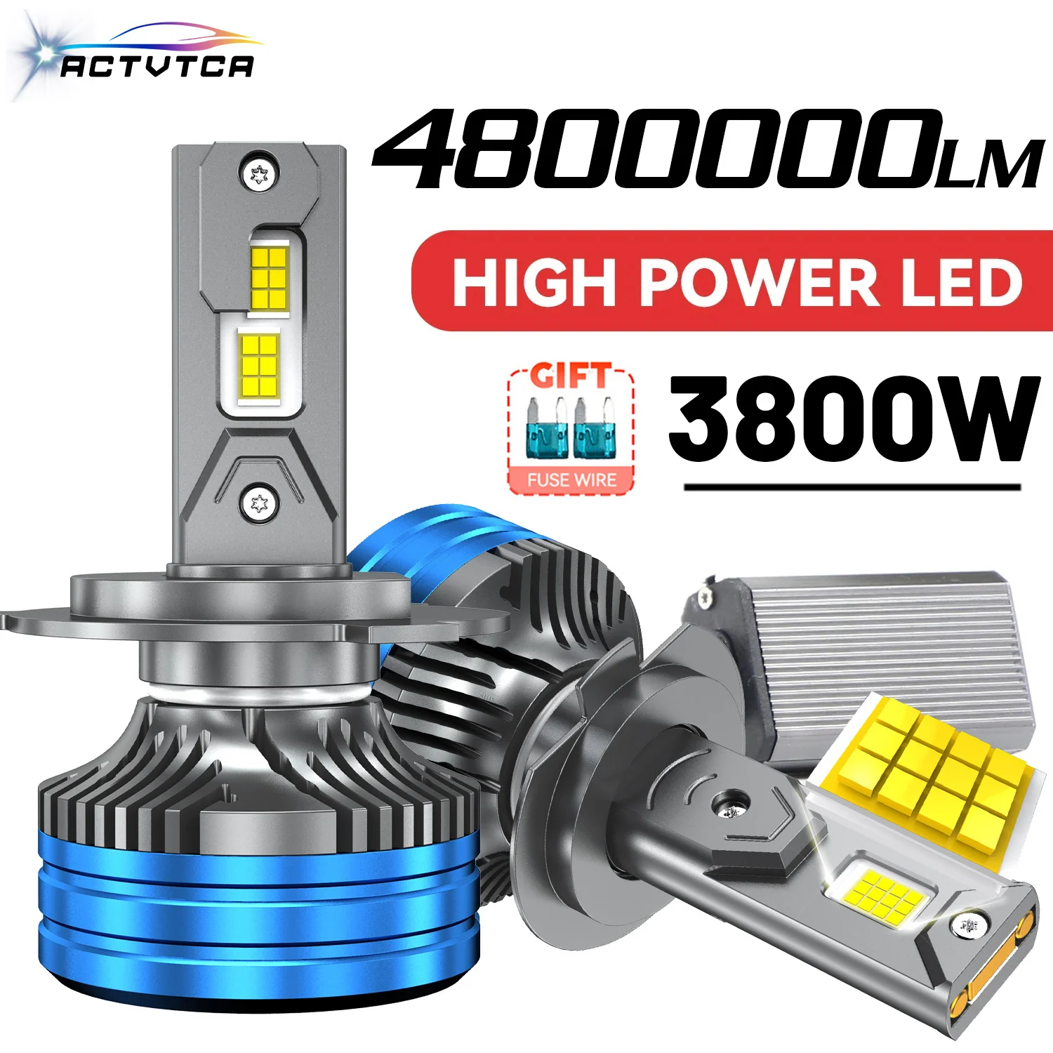 

ACTVTCA 4800000LM H4 H7 Led Headlight H11 H8 H9 9005 9006 9012 HB3 HB4 HIR2 Headlamp 6000K H1 Led Bulbs 3800W Led lights for Car