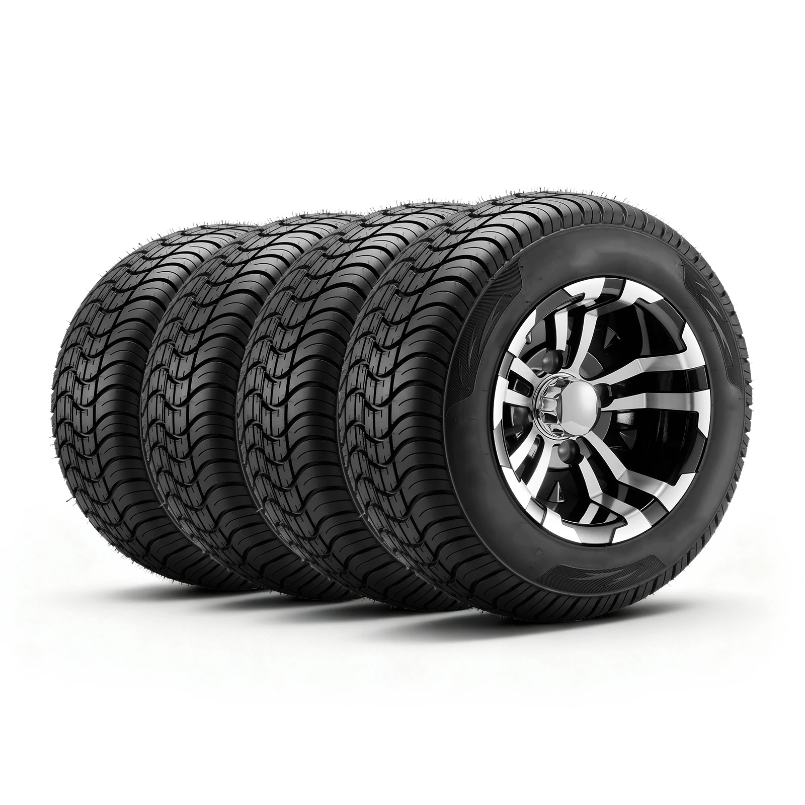 SucceBuy Golf Cart Wheels Aluminum Alloy /Steel Golf Cart Tires and Wheels Combo 4 Ply Rubber 4-Lug Lawn Mower Tires& Rims
