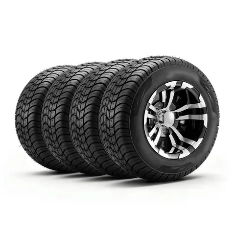 SucceBuy Golf Cart Wheels Aluminum Alloy /Steel Golf Cart Tires and Wheels Combo 4 Ply Rubber 4-Lug Lawn Mower Tires& Rims