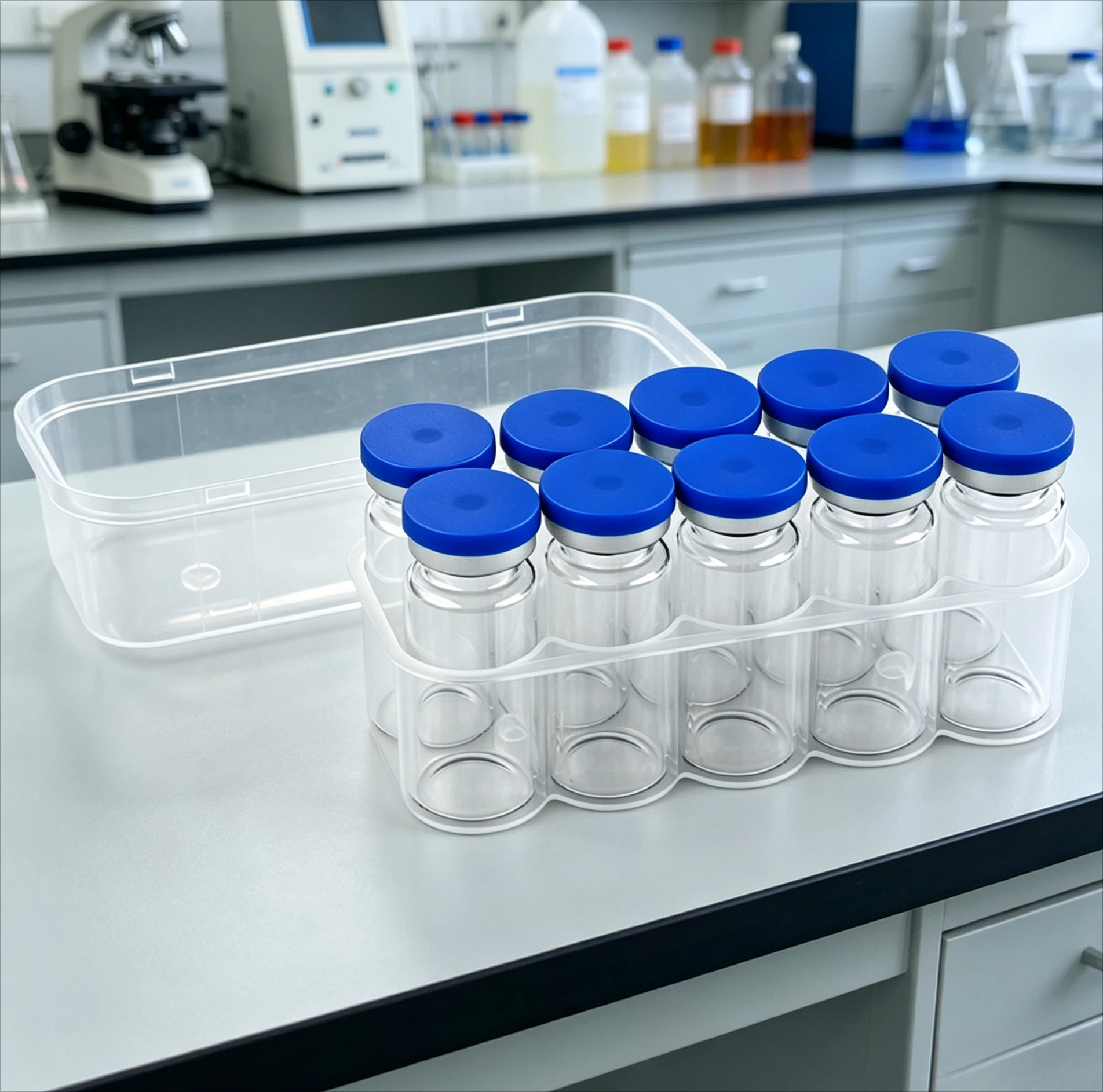 Glass Vial Empty Bottles with Storage Box Organizer Case, Vaccine Bottles Holder Container for Insulin Injection Cosmetic Sample
