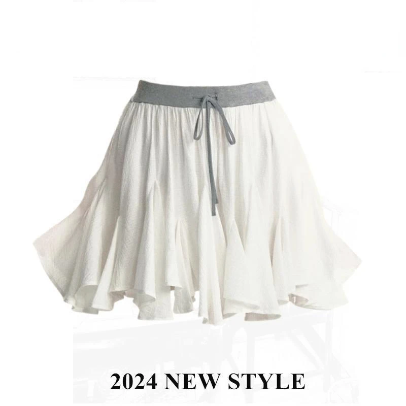 Vrouw Nieuwe Harajuku Witte Ruches Zoete Y 2K Mini Rok Pittige Meisjes Koreaanse Mode Slanke Rok Casual Outfits A-Line Rok Chic