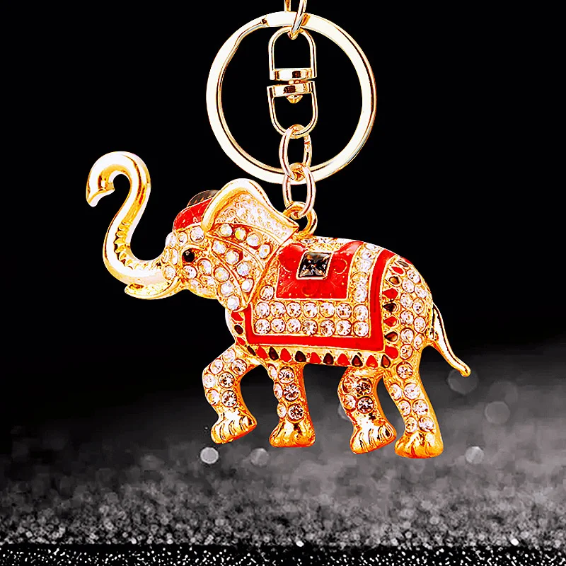 Lovely Elephant Crystal Charm Purse Handbag Car Key Keyring Keychain Party Wedding Birthday Gift