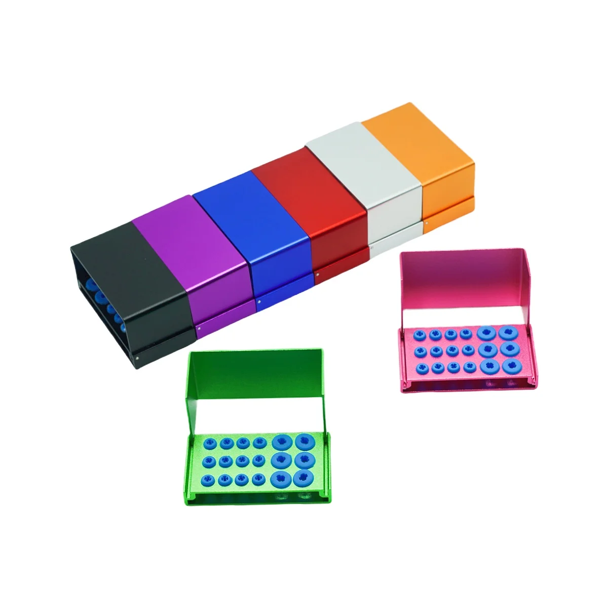 

1 шт., стоматологический держатель для боров с 18 отверстиями, FG/RA, коробка для хранения боров, автоклавируемая с силиконовой крышкой, подставка для скалера, дезинфекционный блок