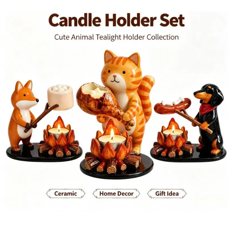 Cat Tealight Holders, Cute Dachshund Candle Holders, Fox Candle Holder Gift for Women, Cat Lovers, Warming Paws Tea Light Holder