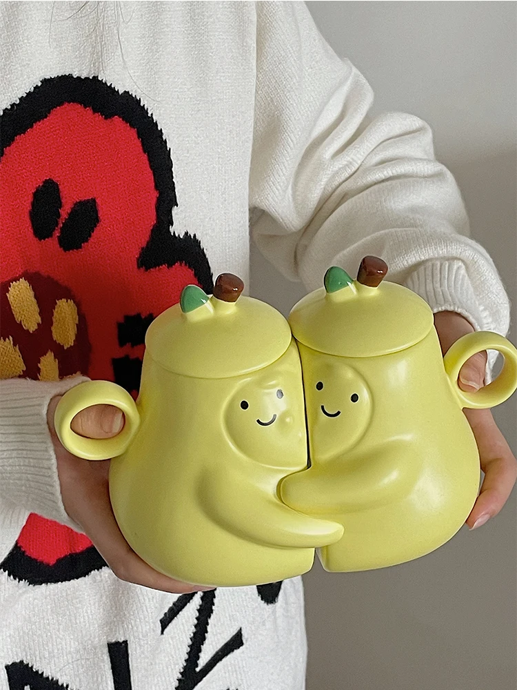 

Hugging pear mug couple pair creative gift ceramic cute funny water cup