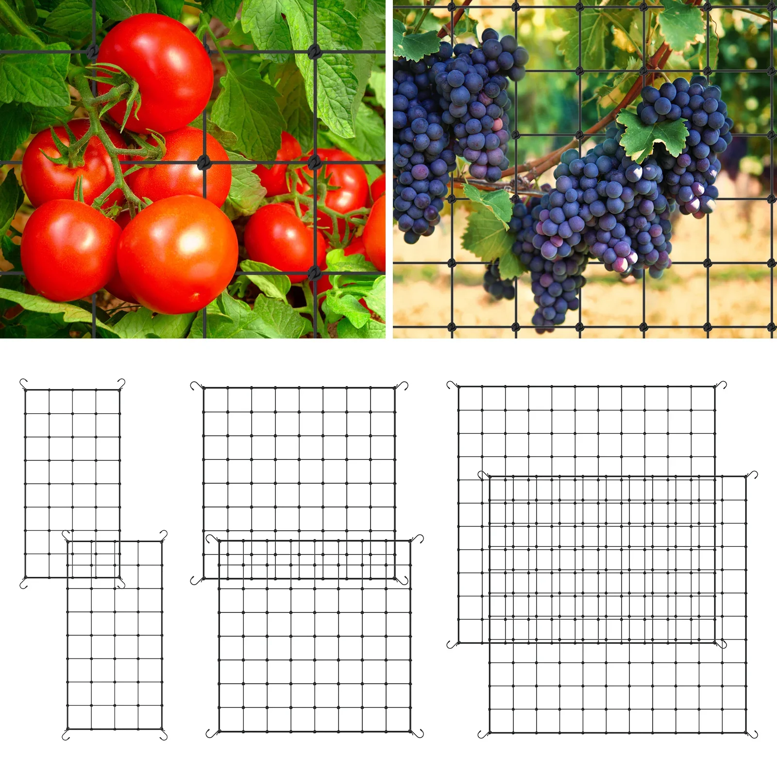 

2 Pcs Plant Grow Tent Trellis Netting Elastic Trellis Net with Hooks Garden Vegetation Plant Climbing Support Flowers