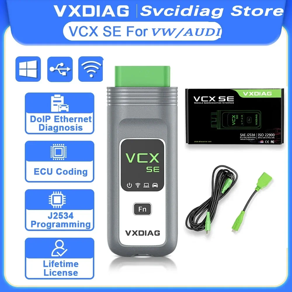 

VXDIAG VCX SE 6154 Автомобильный диагностический интерфейс Vcx Se Полная поддержка лицензии DOIP для VW/AUDI OBD2 Кодирование ЭБУ J2534 Программирование