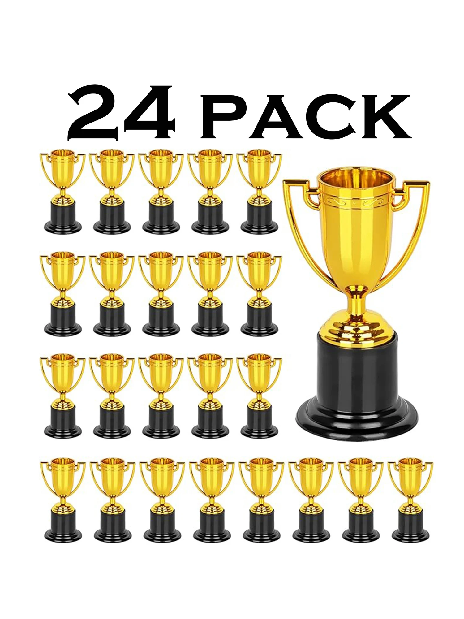 Złote Trofea - Zestaw 24/12/6 Mini Trofeów Plastikowych o Średnicy 10 cm dla Dzieci i Dorosłych, Upominki na Przyjęcia, Zawody, Wydarzenia Sportowe — 2