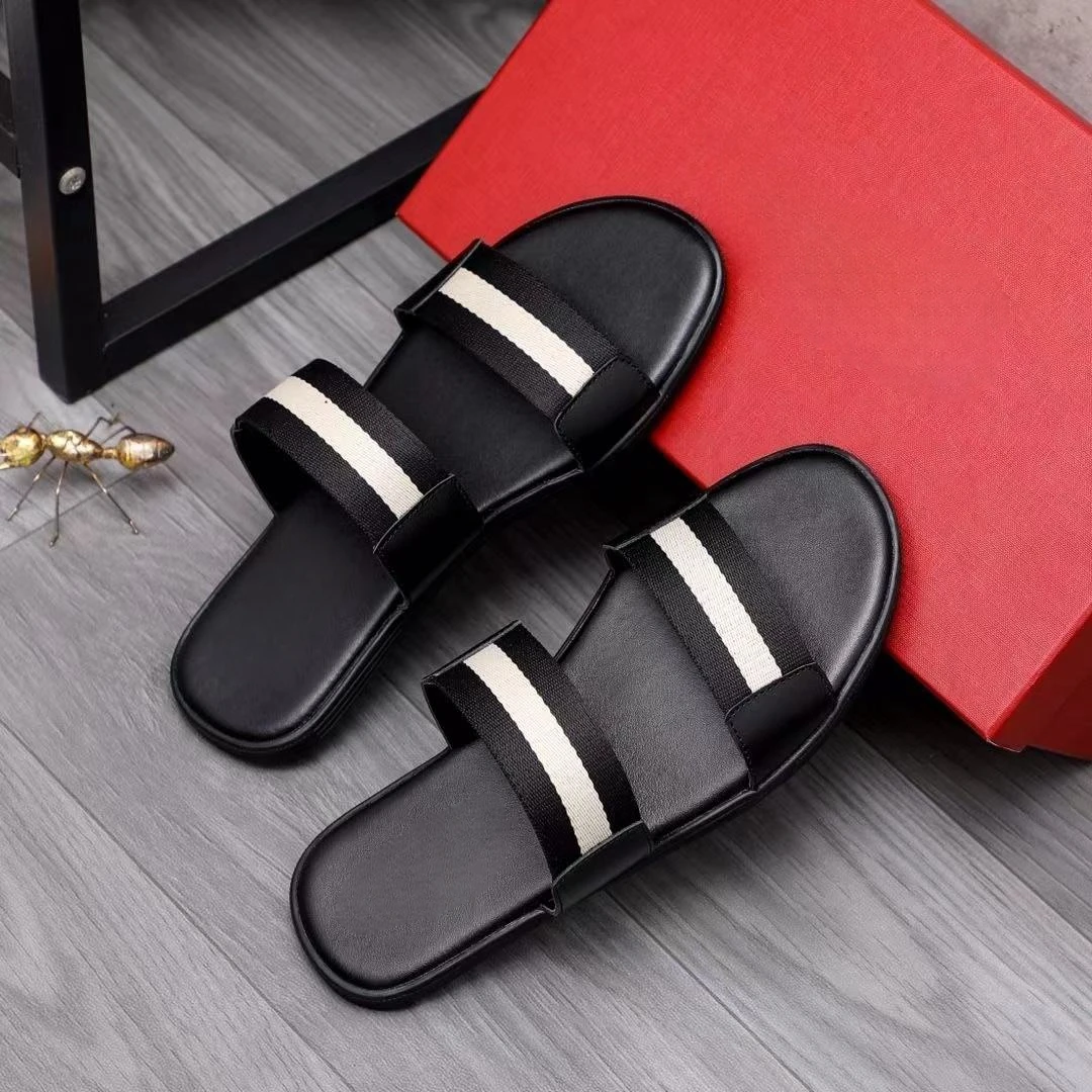 Summer B Style  Slippers Striped Design Causal Comfortable Non-slip Men Slipper Luxury Beach Sandals Anti-Slip Zapatos Hombre