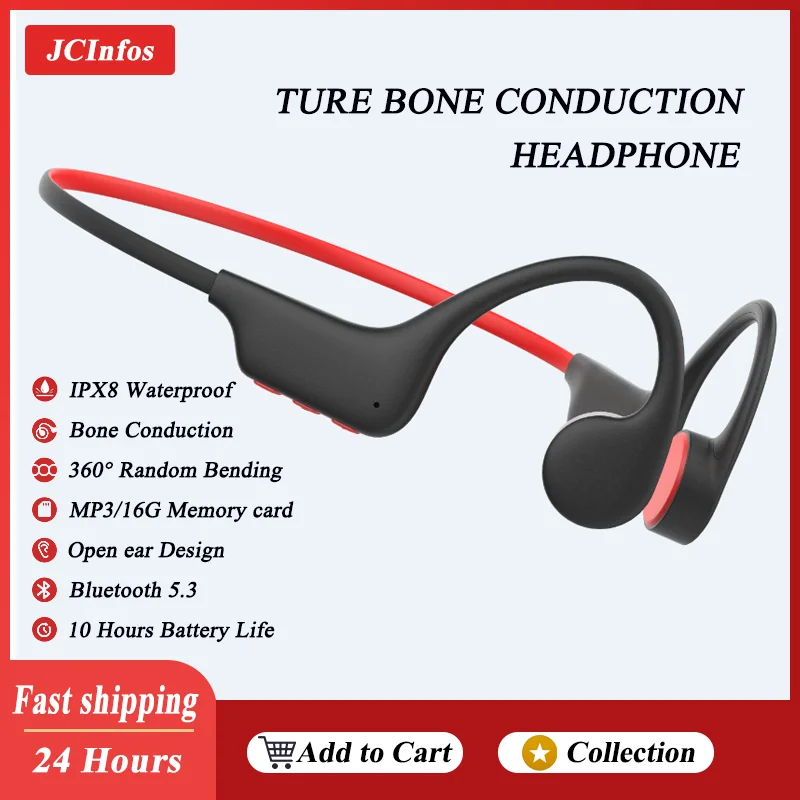 Bone Conduction Headphones Bluetooth 5.3 Wireless Waterproof  IPX8 MP3 32G Hifi Ear-hook Swimming Sports Earphones With Mic