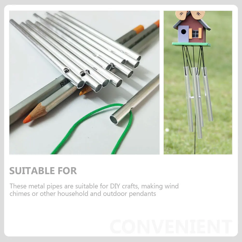 

15Pcs Aluminum Wind Chime DIY Tubes Different Lengths Metal Tubes for Garden Yard Decoration Wind Chime Repair Supplies