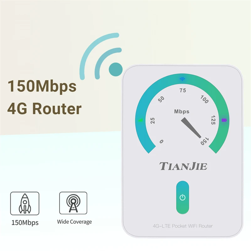 TIANJIE 4G Wifi Router Unlocked 150mbps Wireless Modem Battery Portable Pocket Broadband Mifi Home Outdoor Car Mobile Hotspot