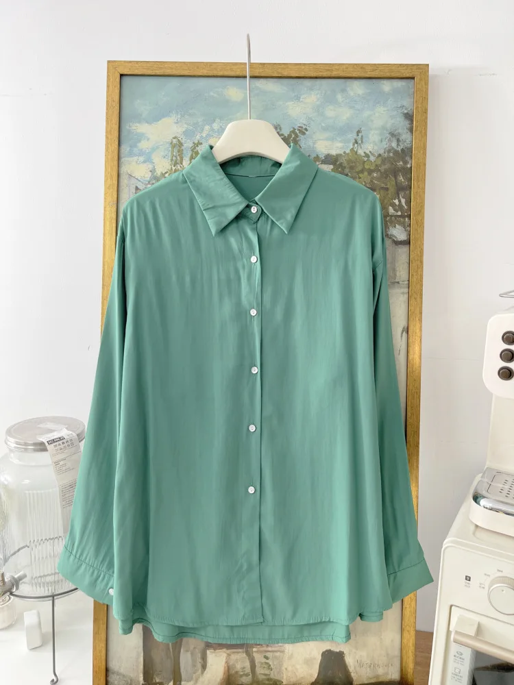 

Dopamine Color 2025 Women's Long Sleeve Shirt Casual Chic Blouse with Multiple Colors Drop Shoulder Design Slim Fit Shirt Coat