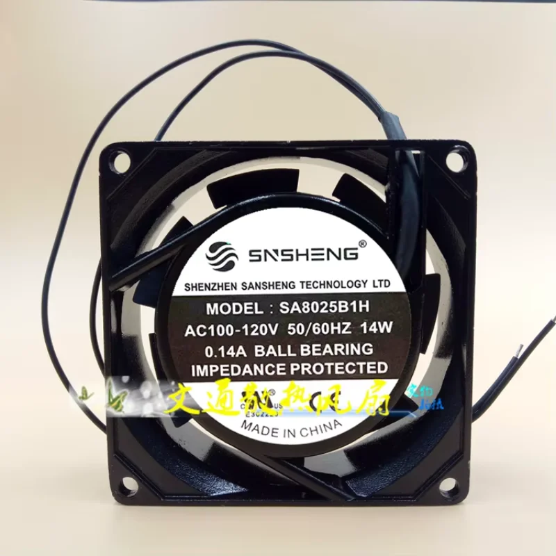 SNSHENG SA8025B1H AC 100-120V 0.14A 80x80x25mm 2-Wire Server Cooling Fan