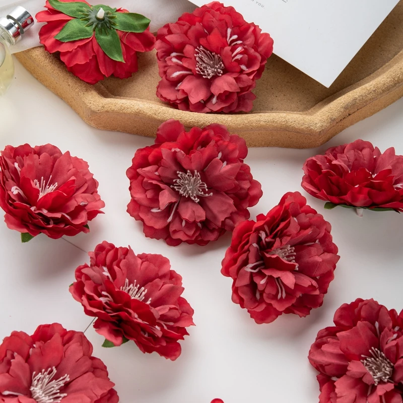 10 Stück Künstliche Seiden-Pfingstrosenblumen für Scrapbooking, DIY, Kunsthandwerk, Staubknospen für Heim-, Party-, Hochzeitsdekoration, Garten, Weihnachten – Detail 3