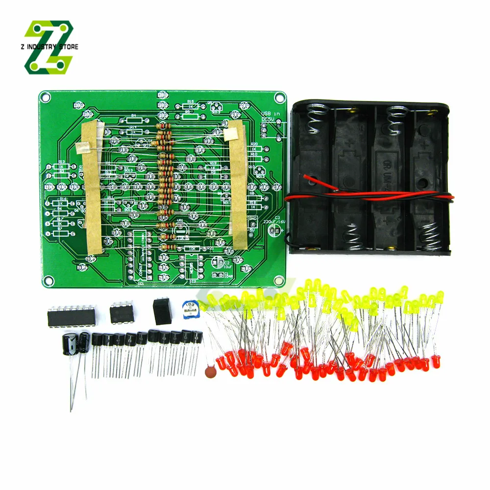 Electronic DIY Kit Flash Light Kits LEDs Red Yellow Dual-Color Flashing Soldering Practice Board PCB Circuit Training Suite