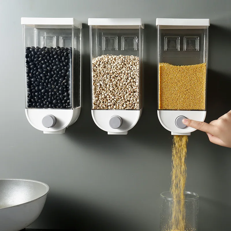 Wall Mounted Cereal Dispenser Tank 1000ml 1500ml Kitchen Storage Box Grain Dry Food Grain Container for Oatmeal Coffee Bean Seal