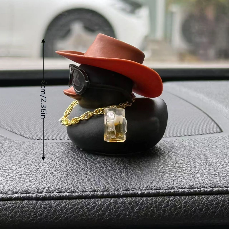 Car Dashboard Decor Graduation Hat Rubber Duck, Car Ducks Ornaments with Mini Hat Necklace Sunglasses - view 2