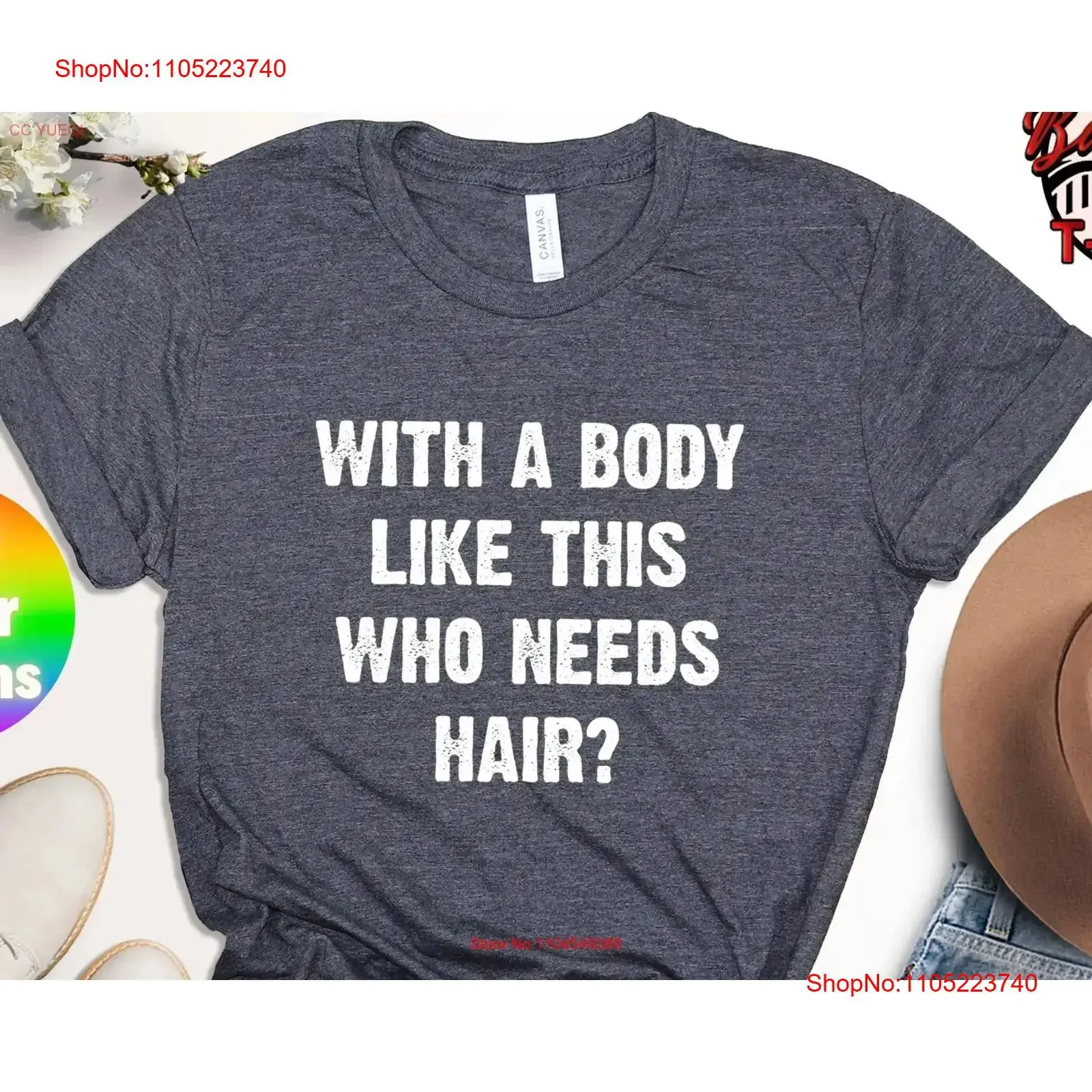 Con un cuerpo como esto que necesita pelo camiseta divertida para hombres calvos hombres humorístico Día del Padre entrenamiento sarcástico vintage lavado