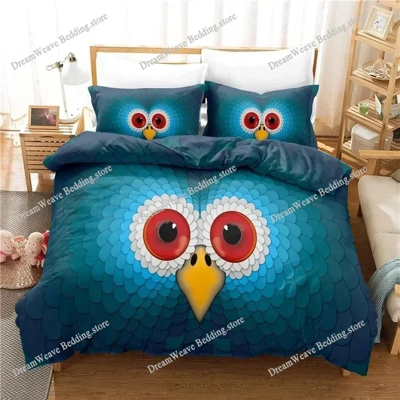 Dropshipping Bedding Set Lifelike Animal Owl Housse De Couette Dekbedovertrek Bedlinen Bed Cover Set Pillowcases Home Textile963