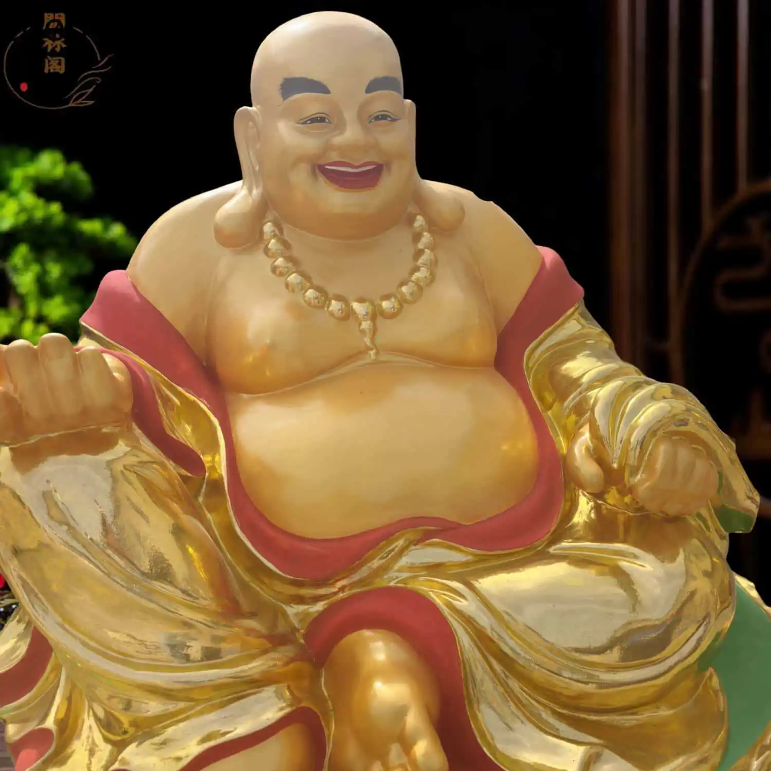 Cz1 maitreya laughing buddha statue temple worship home furnishings golden body full temple buddha