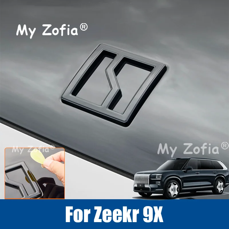 

For Zeekr 9X 2025 2026 Car Black ABS Front Logo Car Tail Badge Cover Decor Sticker Frame Garnish Exterior Decoration Accessories