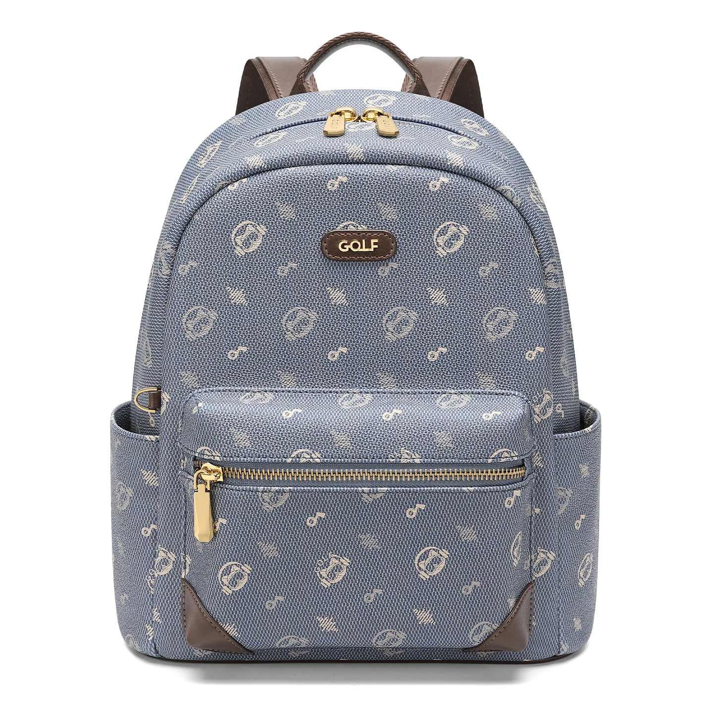 GOLF PU Leather Backpack for Women Fashion Small Dual Shoulder Bag Female Versatile Bookbag Retro Print Style Backpack