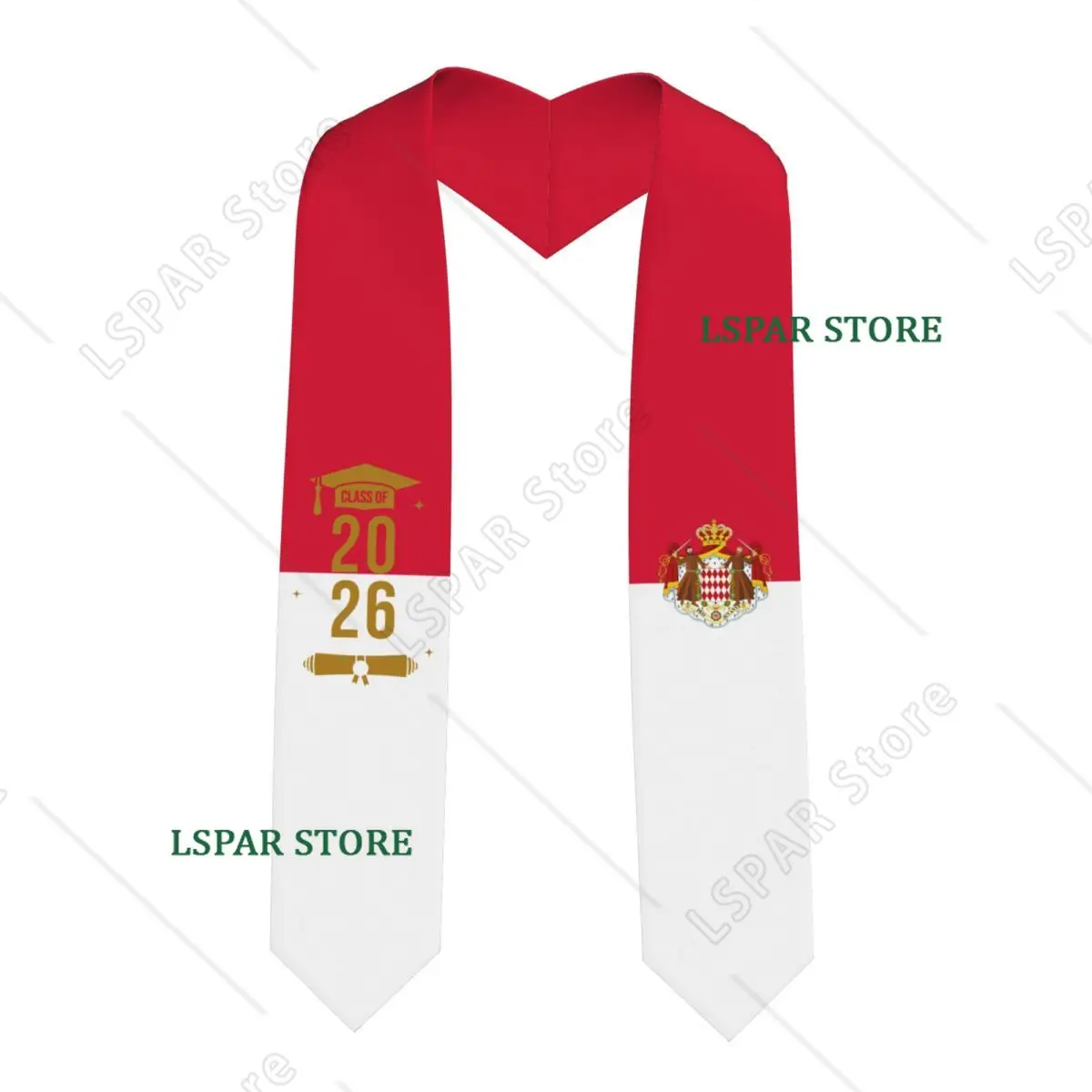 

Class Of 2026 Monaco Flag Graduation Stole Sash Scarf For International Students Proud 183CM Long