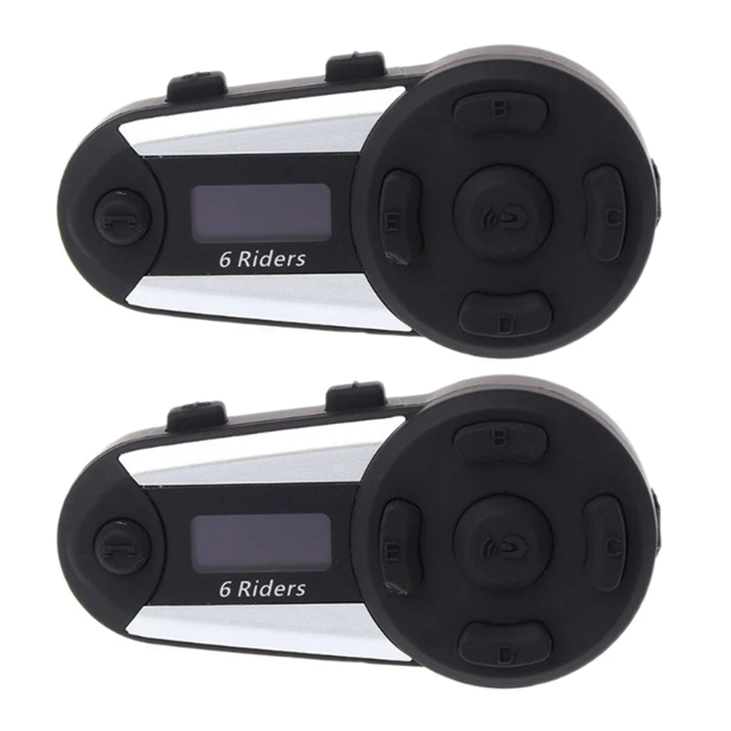 

2PCS Motorcycle Helmet Headphone 1200M 6 Riders Connect Waterproof Helmet Bluetooth Intercom Headset with