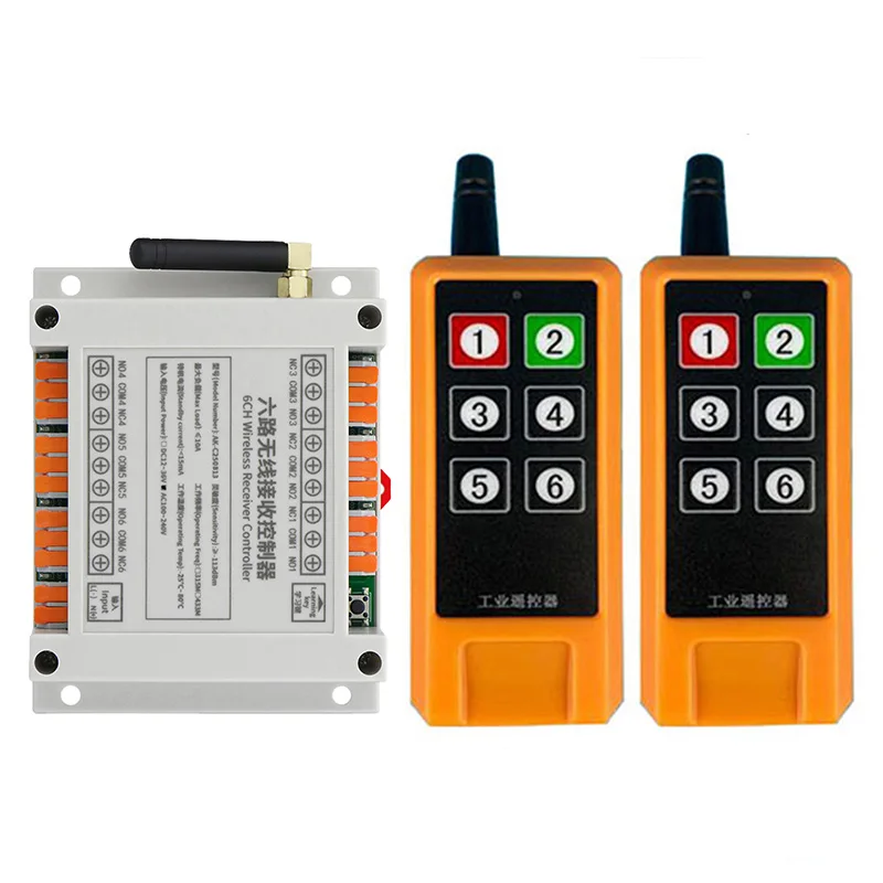 433 MHz 2000m DC 12V 24V 36V 6 CH RF Wireless Remote Control Switch System 6CH 10A Relay Receiver +6 Button Transmitter