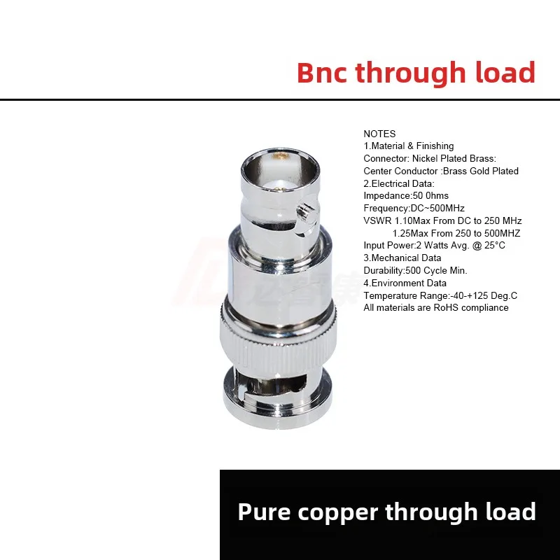 BNC Through Load BNC Male and Female Through Type 50 Ohm Load DC-1GHZ Through Core Resistance Oscilloscope