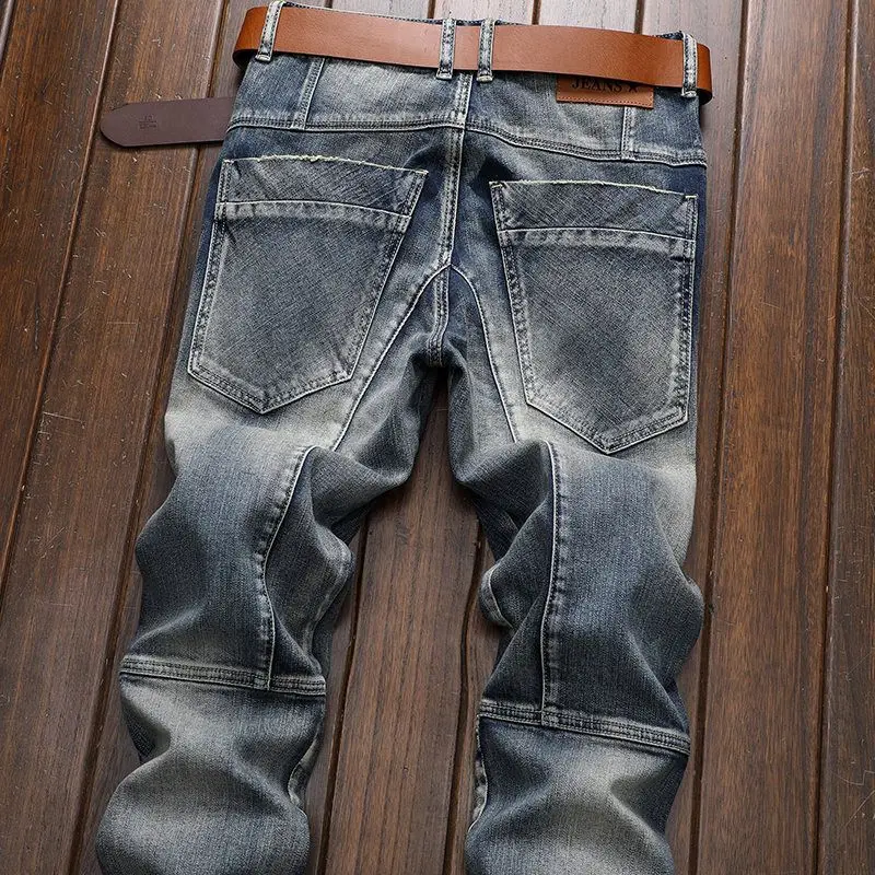 High Quality Denim Jeans Men's 2022 New Men's Wear Retro Straight Motorcycle Biker Designer Cycling Pants Men's Trousers