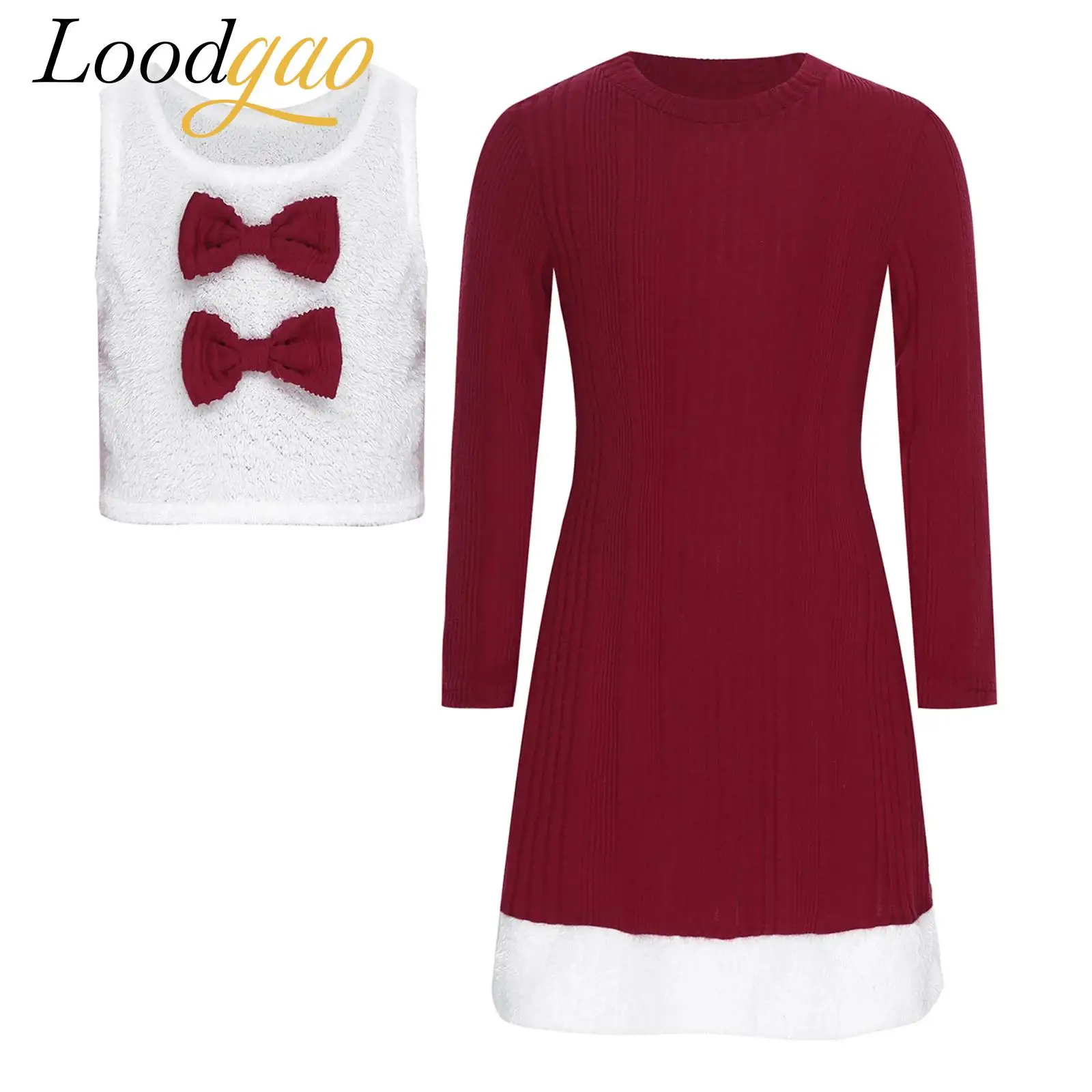 Traje de baile para Festival de Navidad para niñas, vestido de Navidad, camiseta sin mangas, vestido de manga larga para cumpleaños y Año Nuevo, vestido de fiesta temática